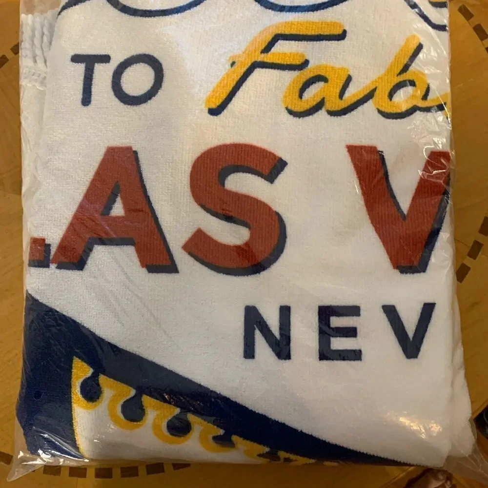 Beach Towel Welcome To Fabulous Las Vegas Nevada Large Round White Red Gold Sun